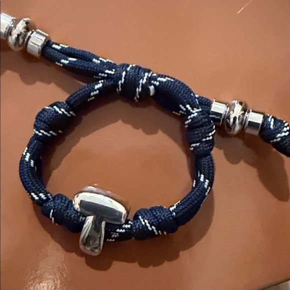 BAUBLEBAR Navy Knotty Adjustable Bracelet with Silver Initial Accent - Picture 3 of 8
